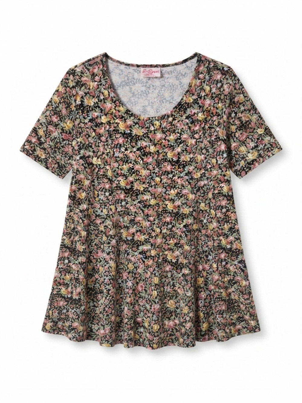 Vintage 90s B-Sport Dark Floral Babydoll Tunic Top Whimsigoth M